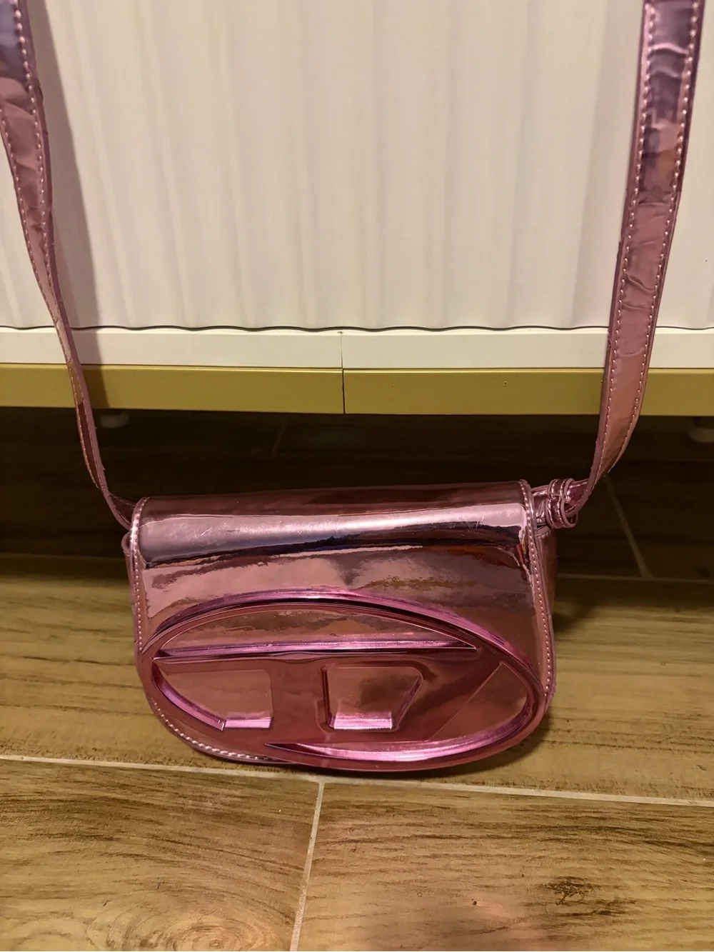 Diesel 1DR Metallic Mirrored Leather Shoulder / Crossbody Bag